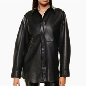 Babaton Pelli Leather Shirt Jacket 2xs